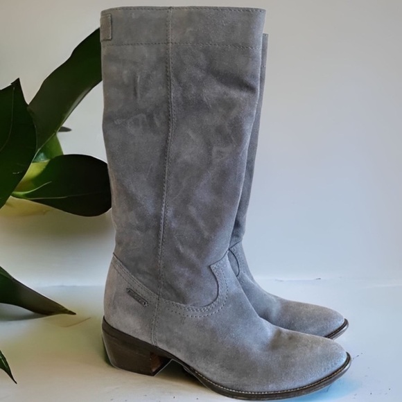 Vintage DIESEL Grey Suede Cowboy Boot Coastal Cowgirl Western Pull-On Size 7 - Picture 10 of 14